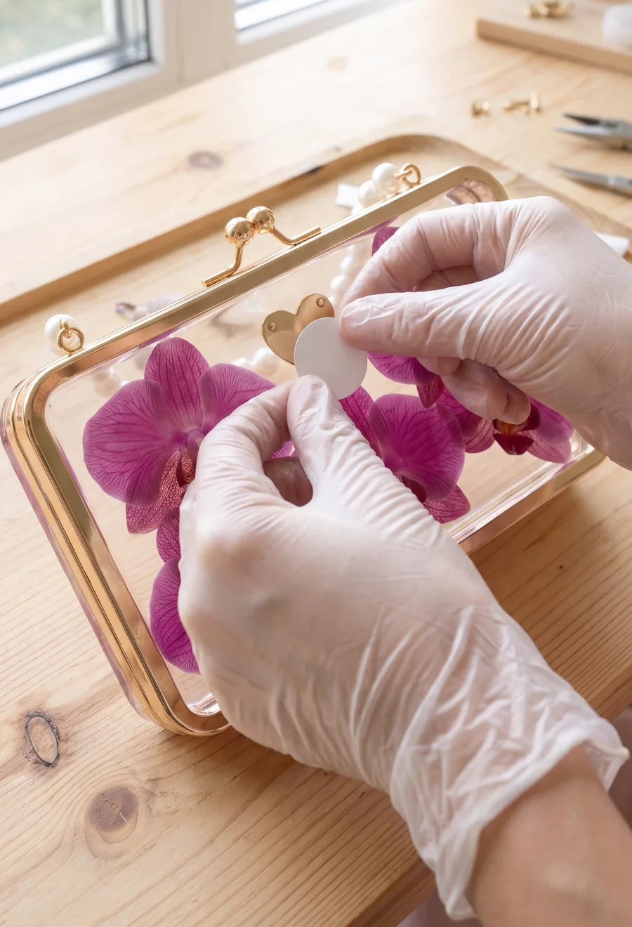 Chip NFC detrás del corazón dorado de la cartera